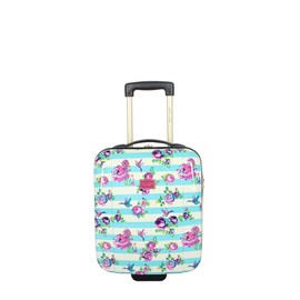 Betsey Johnson Designer Underseat Luggage Collection - 15 Inch Hardside Carry On Suitcase for Women- Lightweight Under Seat Bag with 2-Rolling Wheels (Stripe Floral Hummingbird)