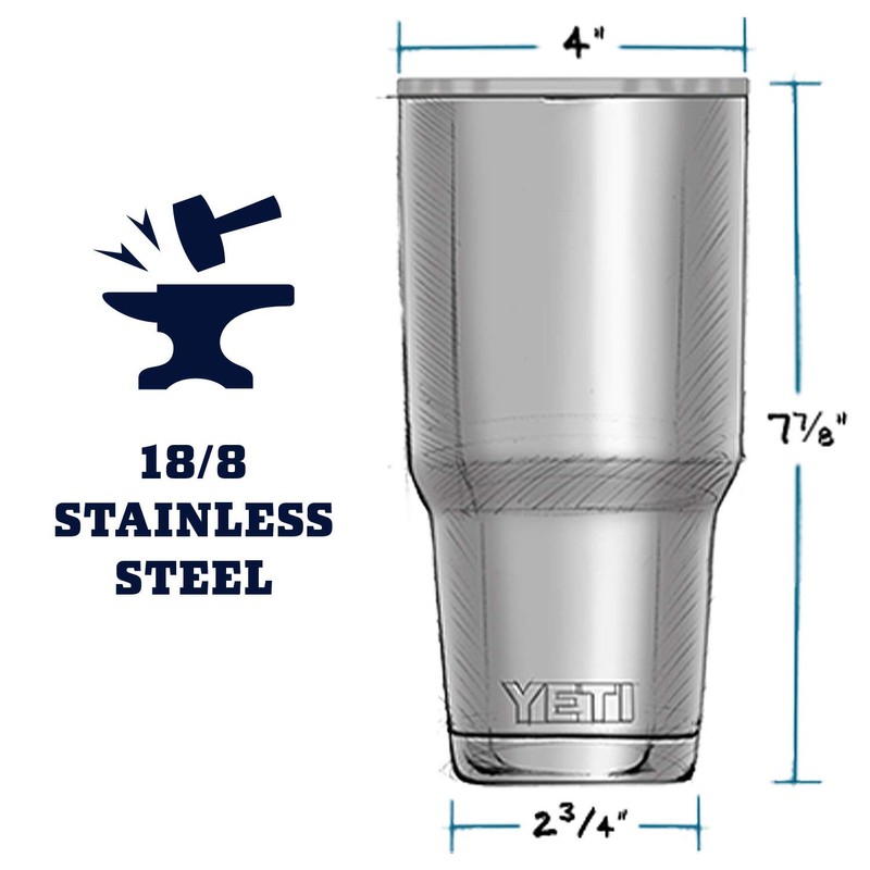 YETI Rambler 30 oz Tumbler Retired Colors, Stainless Steel, Vacuum