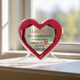 TheGiffter Anniversary Romantic Gifts for Him Her,Heart-Shaped Acrylic I Love You Gift for Wife Husband,Birthday Anniversary Valentine's Christmas and Wedding Present for Boyfriend Girlfriend