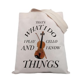 BDPWSS Cello Gift Cello Music Tote Bag Musician Gift That's What I Do I Play Cello And I Know Things Funny Cello Player Gift (Know cello TGCA)