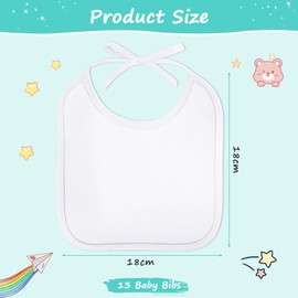 Aolso Baby Bibs for Painting, 12 Pieces Baby White Bibs, Waterproof Bibs for Baby with 12 Textile Pens and 8 Painting Stencils, Gift for Baby Shower Party, Drool Bib (20 x 17.5cm)