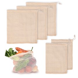 Hndnrxue 5Packs Reusable Produce Bags Reusable Washable - Vegetable Grocery Cotton Mesh Bags for Farmers Market, Beach, and Refrigerator Storage Vegetables 3xL, 2xS