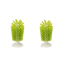 Comsnows 2PCS Glass Cleaning Brush with Suction Cup, Kitchen Bottle and Wine Cup Cleaner, Stable Washing for Cups, Mugs, Decanters and Jugs, Green