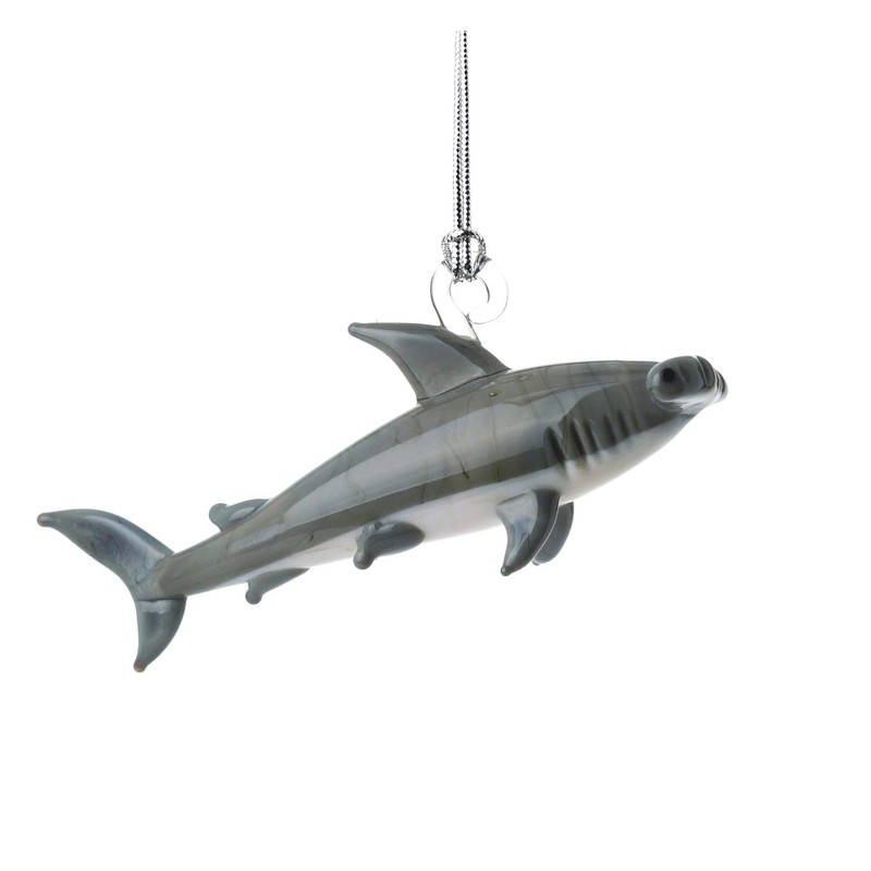 Dynasty Gallery Glass Hammerhead Shark Hanging Standing Figurine Black Eyes