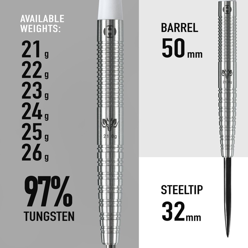 Harrows Wolfram 97% Tungsten Steel Tip Darts Set 21g, 22g,
