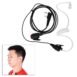 Zerone Transparente De Seguridad Auricular Universal De 2 Pines Tubo Acústico Auricular In-Ear PPT Mic Luz Roja para Radio De 2 Vías Wakie Talkie con Reemplazo Oído