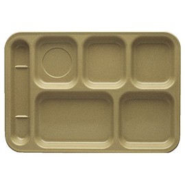 Yanco NC-801S Compartment Collection 6-Compartment Plate, Left Hand, 14" Length, 10" Width, Melamine, Sand Color, Pack of 12
