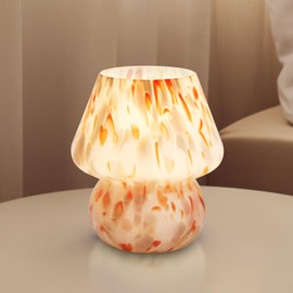 Dawnwake Mushroom Lamp Table Lamp for Bedroom,Small Desk Bedside Lamps for Living Room,Mushroom Decor Cute Mini Modern Mid Century Lamps for Night Stands,Aesthetic Home Living Room Decor(Flame Cream)