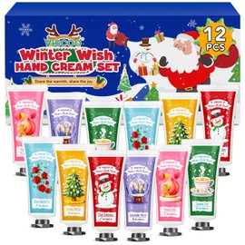VISCOO 12 Pack Christmas Hand Cream Gift Set for Women, Mini Hand Lotion for Dry Cracked Hands Travel Size,Christmas Gifts in Bulk for Party Favors,Stocking Stuffers for Women Teen Girls Holiday Gifts