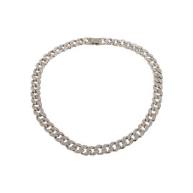 Urban Classics Unisex Heavy Necklace With Stones Collar Button, silver