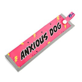 Anxious Dog Bright Neon Pink & Yellow Space Awareness Sleeve for Anxious Nervous Dogs, Reflective, Waterproof, Double Sided Slip-on for the Dog Lead
