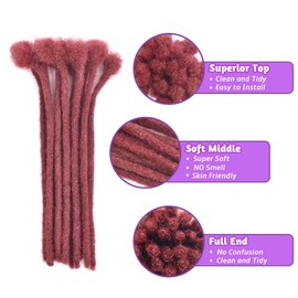 BigBeauty Loc Extensions Human Hair 10inch 0.4cm Width 100% Full Head Handmade Permanent Dreadlock Extensions Can Be Dyed Bleached Curled Loc Extensions for Men Women (10 inch, Color BUG)