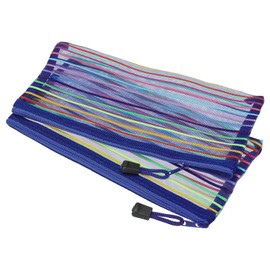 MECCANIXITY Mesh Zipper Pouches, B6 Colorful Pencil Case Document File Bags Storage Organizer for Office Supply Travel Accessory, Blue Pack of 6