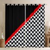 feelingyou Race Car Curtains for Windows,Black White Checkered Grid Curtains