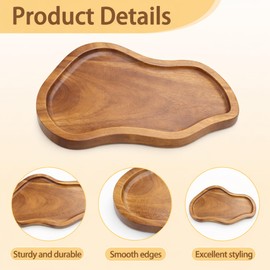 Salt and Pepper Mill Tray Acacia Wood Salt and Pepper Holder for Counter Grinder Mill Shaker Organizer Small Decorative Serving Trays for Kitchen Counter Dining Table, Peanut Shaped