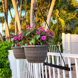 Hold It Mate Long Hook Kits Ideal for Bird Feeders, Lighter Flower Baskets, Chimes, etc. for Vertical Spindled Deck Railings Only ((2) 34" on a 24" Mount)