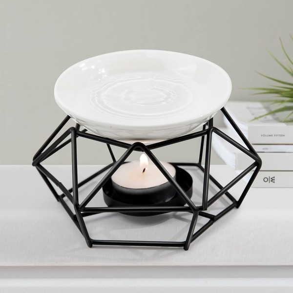 Essence Burner Oil Burner Metal Ceramic Aroma Diffuser Geometric Wax Burner for Home Office Bedroom Living Room Yoga Gifts