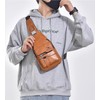 Hjkiopc Sling Bag for Men,Leather Chest Bag with Adjustable Strap,Waterproof