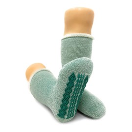 WARRIOR ALPACA SOCKS - Koze Kick Back Terry Lined Pure Alpaca Wool Socks For Children (1 year-2 years, Pine Green Non-Skid)