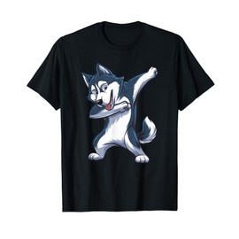Fun Cartoon Dabbing Husky Dog Art For Boys Girls Kids T-Shirt