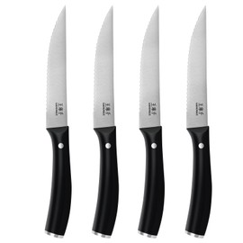 WANGMAZI Exquisite Steak Knife Set of 4,High-carbon Stainless Steel Forged,Lightweight Sharp Steak Knives Set for Kitchen(4.5inch,Black)
