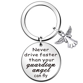 WTOPP Passed Driving Test Gifts Never Drive Faster Than Your Guardian Angel Can Fly Keyring Bracelet New Driver Gift Sweet 16 Gift Angel Keyring New Driver Keyring