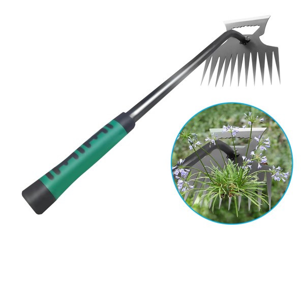 ARTICHIC Gardening Hand Weeder Tools, 11-Tooth Manual Weeder, Uprooting Tool