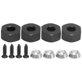 4-Piece Wheel Hex Hub Adapter Combiner Wheel Hub Hex Adapter Accessories for WPL D12 1/10 RC Trucks 5mm to 12mm (Black)