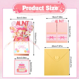 loghohu Happy Birthday Aunt Pop up Card, Happy Mothers Day Card with Envelope 3D Funny Pop up Mothers Day Cards for Auntie Birthday Gifts from Niece Nephew