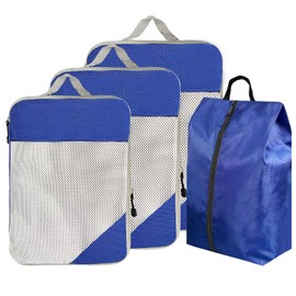 ehsbuy 4PCS Compression Packing Cubes for Suitcases Travel Luggage Organiser 3 Cubes + 1 Laundry bag for Clothes Accessories