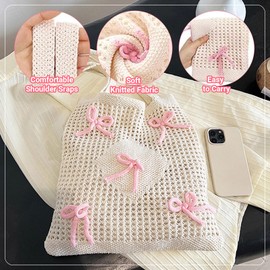 Coquette Bow Tote Bag Beach and Shopping Woven Shoulder Handbag Summer Style Cute Preppy Women and Girls