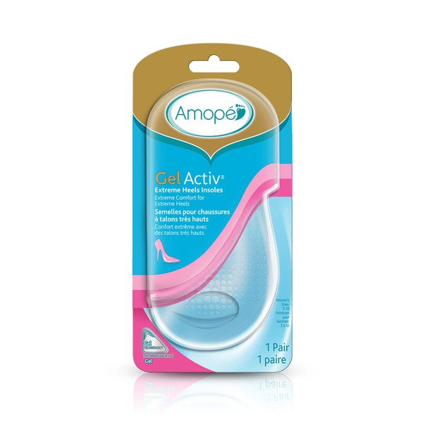 Amope GelActiv Extreme Heels Insoles for Women, 1 pair, Size 5-10