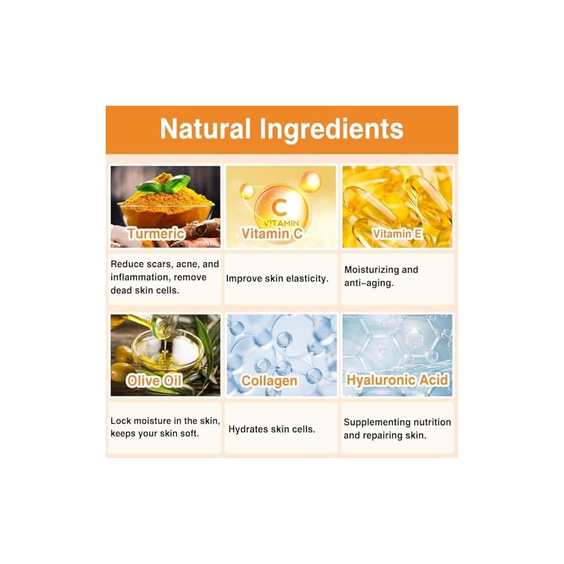 Bluemega Jabón de Cúrcuma en Pastilla Natural para Cara y