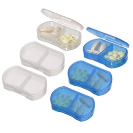 UNIS 6 Pack Small Thin Style Emergency Pill Medication Portable Container Case Box with Dual Compartments