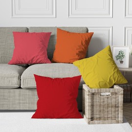 ggaimwf Solid Color Linen Cushion Covers for Sofa Red Gradient Throw Pillow for Bed Spring Soft Warm Color Handmade Square Cushion Cases with Invisible Zipper, 40x40cm Set of 4