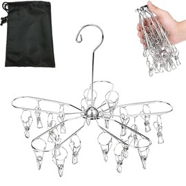 Feifyw Pinch Hanger, Foldable, Cherry Blossom Shape, 20 Pinch Clothes Drying Hanger, Laundry Hanger, Stainless Steel Hanger, Strong Storage, Rust Prevention, Suitable for Small Items such as Socks,