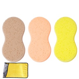 3PCS Large Car Sponge for Car Cleaning, Car Wash Sponge with Drying Towel, Multi-Purpose Cleaning Sponge, Jumbo Sponges- Anti Scratch, Easy Grip for Car Screen Wash & window cleaning