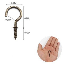 IDEALSV Antique Brass Ceiling Hooks 7/8'' Vintage Bronze Cup Hook Screw-in Light Hooks (40 Pack)