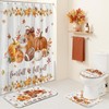 4pcs Farmhouse Pumpkin Fall Bathroom Decor Shower Curtain Set 72