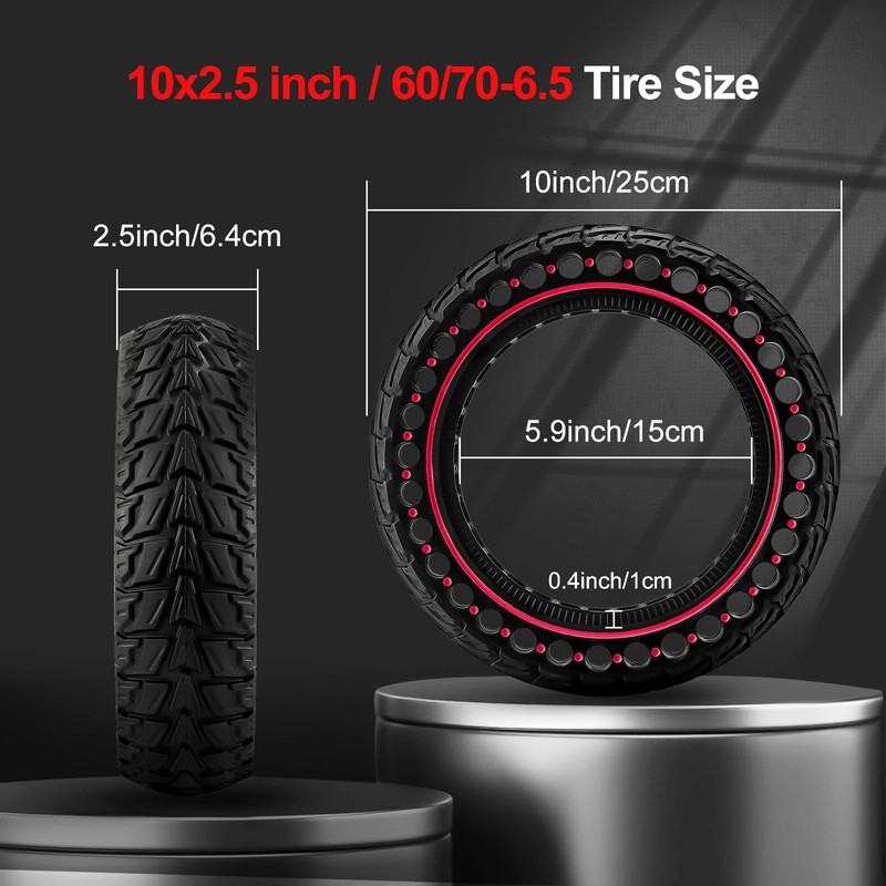 BANGTING 2PCS 60/70-6.5 Scooter Tire, 10x2.5 inch Tire Solid for
