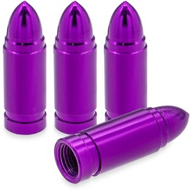 MEAJOO 4PCS Bullet Style Tire Valve Stem Caps, Corrosion Resistant, Universal Aluminium Alloy Dustproof Tire Valve Stem Covers for Cars, SUV, Trucks, Bikes, Motorcycles, Bicycles(Purple)