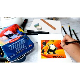 Derwent Chromaflow Colored Pencils 36 Tin, Set of 36, 4mm Wide Core, Multicolor, Smooth Texture, Art Supplies for Drawing, Blending, Sketching, Adult Coloring, Premier, Professional Quality (2306012)