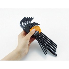 TRUSCO TBRL-12S Ball Point Hex Key Set, Long Type, Set of 12