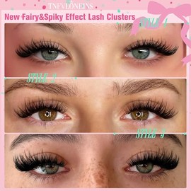 TNFVLONEINS Lash Clusters Wispy Eyelash Clusters Spiky Individual Lashes Clusters D Volume Cluster Eyelash Extensions DIY Cluster Extension Thick Eyelash Cluster (10-16MM,3 Styles)