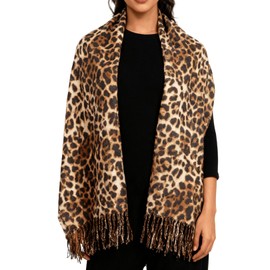 CaySep Womens Leopard Print Shawl Scarf-Soft Long Scarf Fashion Tassels Warm Shawl Scarves for All Season