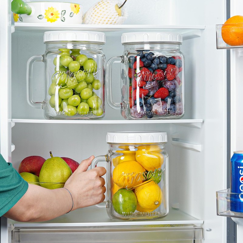 2 Pack Large Mason Jars, 74 oz Wide Mouth Glass