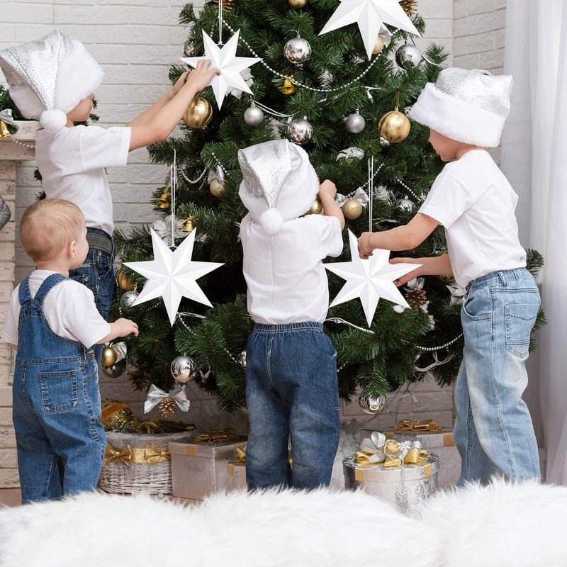ELECLAND 6 Pcs Wedding Hanging Star Decoration White 7 Pointed