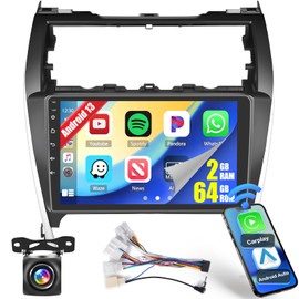 2+64GB Wireless Carplay Stereo for 2012-2014 Toyota Camry Android Radio, Hikity 10.1'' Touch Screen Camry Stereo Dash Kit, Android Auto, GPS Navigation, WiFi, HiFi, Bluetooth, FM, Backup Cam, Black
