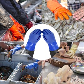 QWORK® Cleaning Gloves, Waterproof Safety Work Gloves, Full Arm PVC Gloves for Gardening, Aquarium, sanitation and Industrial Use