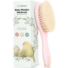 Wooden Baby Hair Brush for Toddler, Infant Cradle Cap (Blush, Regular) | Soft Goat Bristles Brush for Newborn Girl, Boy Hair, Scalp, Styling, Gentle G